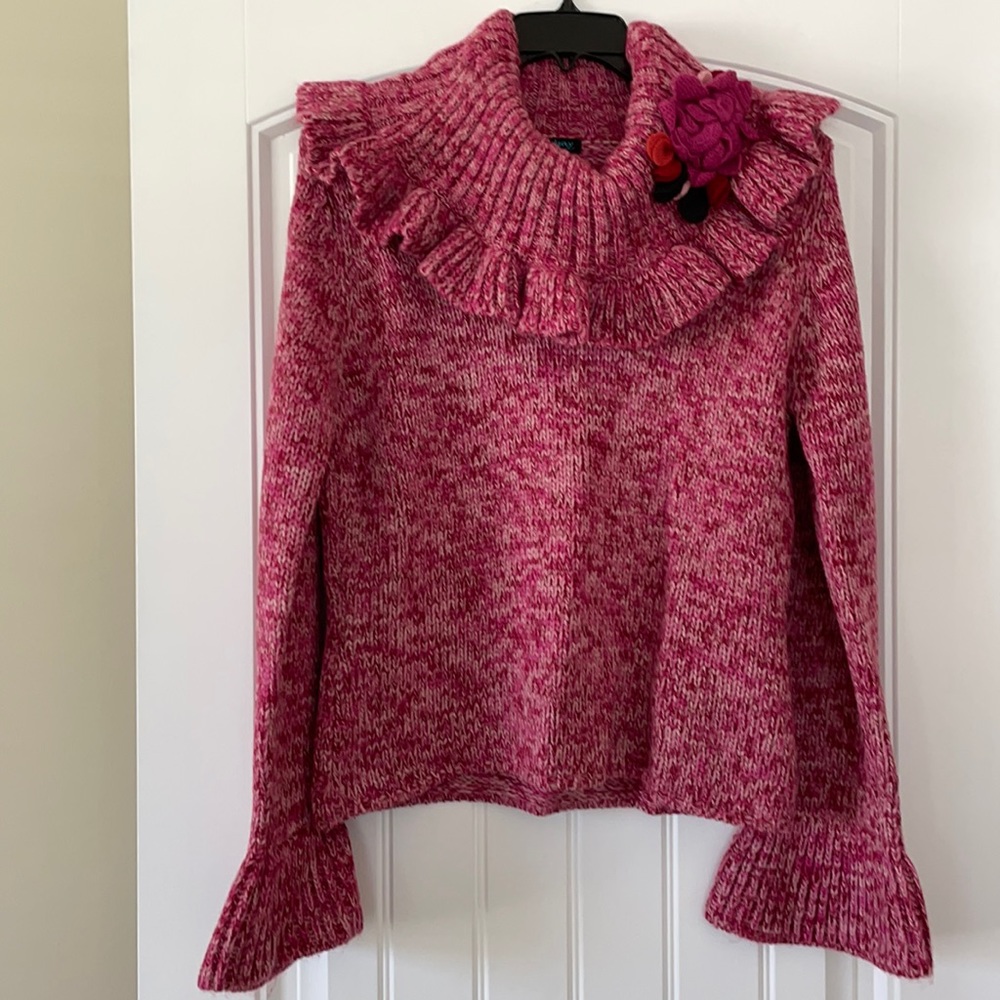 NWOT Lindsay Pink Ruffle Turtleneck Sweater